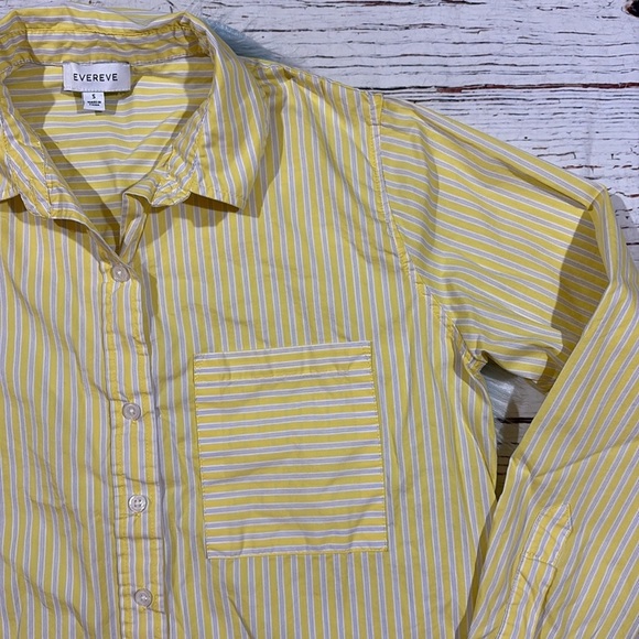 Evereve Yellow White Striped Button Down Top - Picture 4 of 8